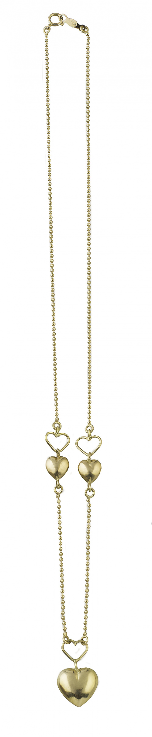 Gargantilla con corazones en cadena de bolitas, en oro amar