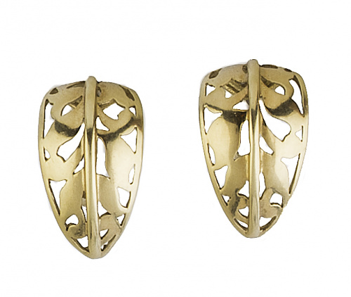 Pendientes en forma de hoja calada en oro amarillo de 18K