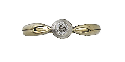 Sortija en oro bicolor de 18K con brillante de 0,10 ct aprox