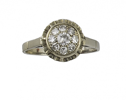 Conjunto de pendientes y sortija años 30 con rosetones de b