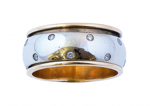 Sortija con aro móvil de brillantes exterior en oro blanco 