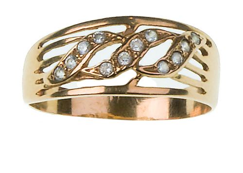 Sortija con tres bandas onduladas de brillantes en aro de h