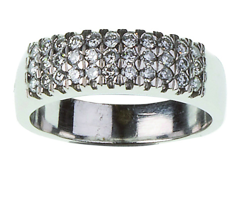 Sortija con frente de pavé de brillantes en oro blanco de 1