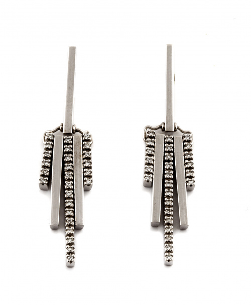 Pendientes de brillantes con cinco barras móviles colgantes