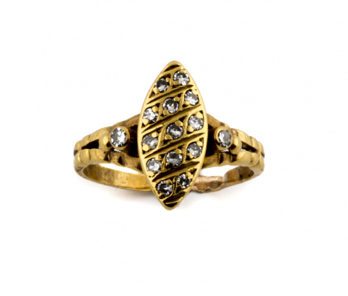 Sortija lanzadera de pp. S.XX con pavé de brillantes flanqu