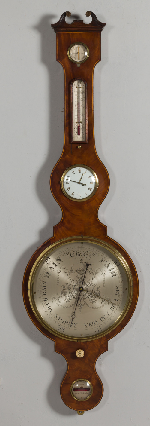 Barómetro Regencia en madera de caoba.Trabajo inglés, pp. 