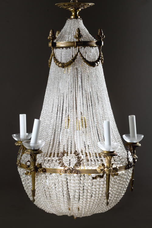 Lámpara de estilo Luis XVI de cristal y bronce.Francia, h.