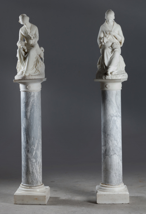 “La lectura” Escultura de mármol tallado.Trabajo  español,