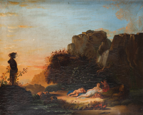 ESCUELA ESPAÑOLA, SIGLO XIXCupido desarmando a una ninfa.