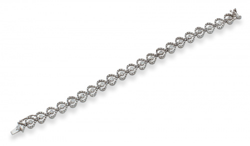 Pulsera de brillantes con piezas en forma de corazón con bt