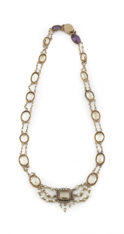 Delicado collar s.XIX con citrinos ovales facetados y enmar