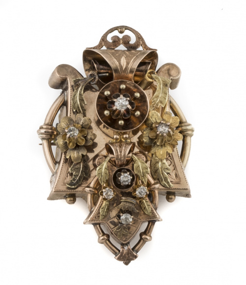 Broche Victoriano con brillantes de talla antigua en  varia