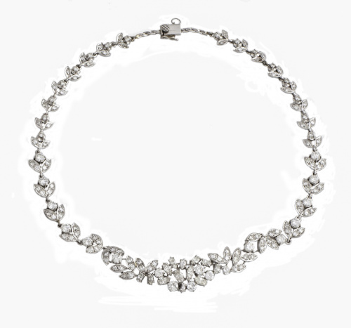 Collar de brillantes años 50 con motivos de hoja s de tamañ