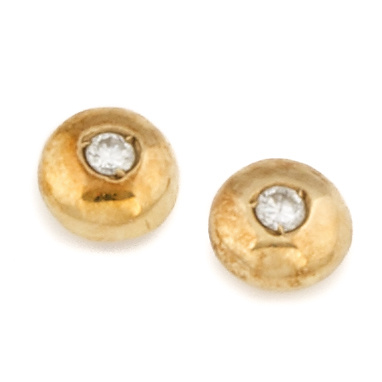 Pendientes en forma de esfera achatada con brillante centra