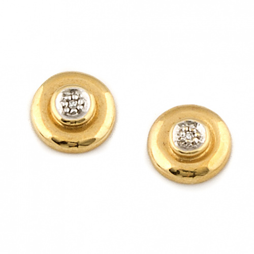 Pendientes en forma de botón circular con centro de brillan