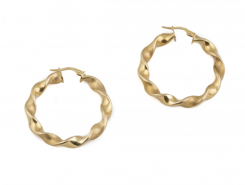 Pendientes criollas rizadas de oro amarillo liso y mate de 