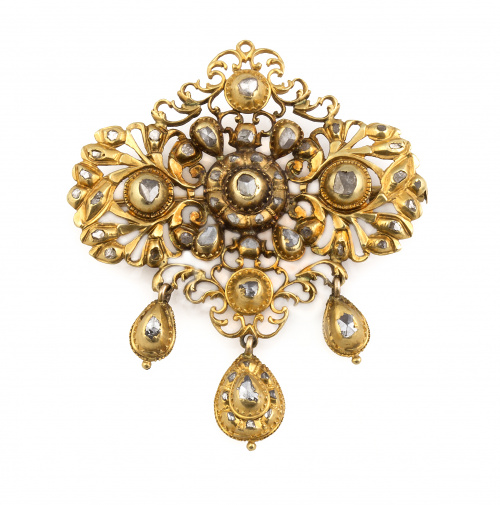 Broche con pieza central s.XVIII-XIX de diamantes de talla 