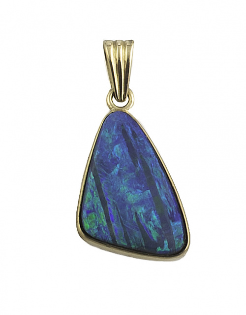 Colgante de ópalo azul en forma de triángulo irregular con 