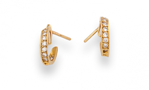 Pendientes criollas de brillantes en oro amarillo de 18K.