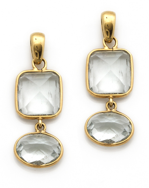 Colgante con aguamarinas rectangular y oval  con  brillante