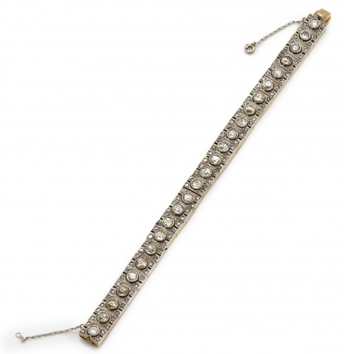 Pulsera Art-Decó con línea central de veinticinco brillante