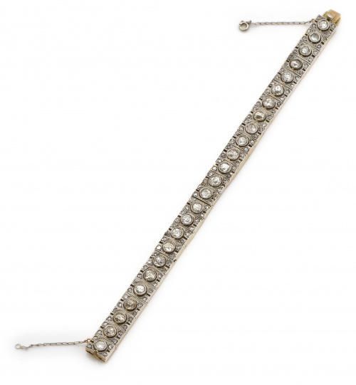 Pulsera Art-Decó con línea central de veinticinco brillante