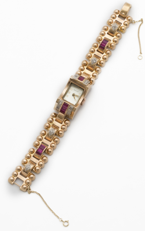 Reloj ASCOT años 40 con diseño chevaliêre de piezas geométr