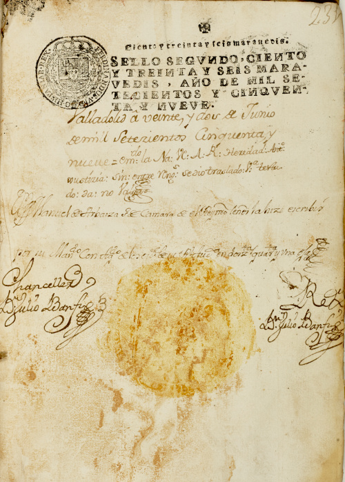 CARTA EJECUTORIA DE HIDALGUÍA, VALLADOLID 1759.“Carte exec