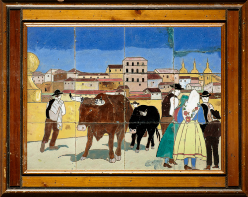 “Segovianos, con la ciudad al fondo”Doce azulejos de cerám