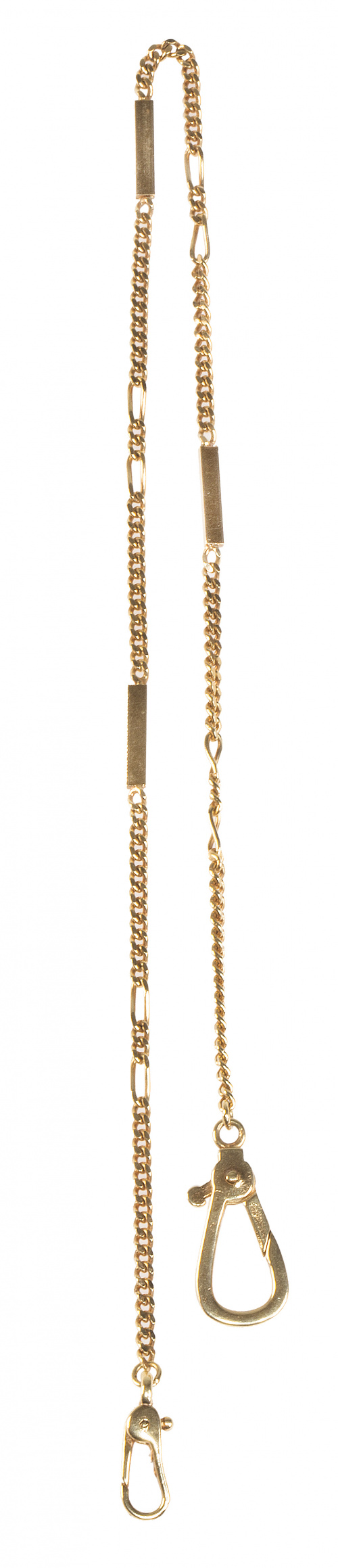 Leontina americana en oro rosa de 14K con eslabón barbado