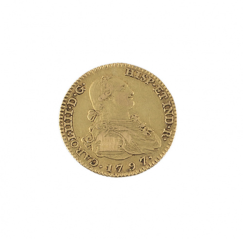 Moneda de 2 escudos de Carlos IV. Madrid 1797 en oro