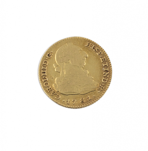 Moneda de 2 escudos de Carlos III. Madrid 1781 en oro