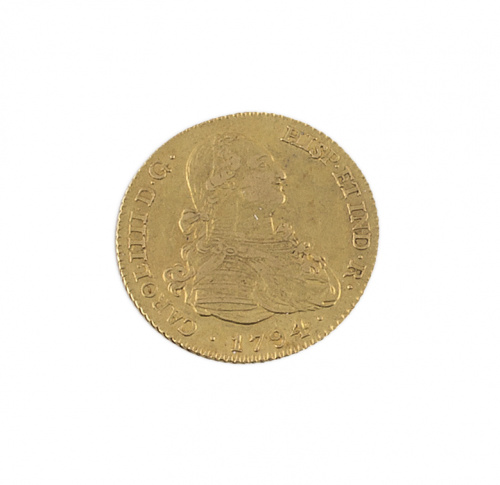 Moneda de 2 escudos de Carlos IV. Madrid 1794 en oro