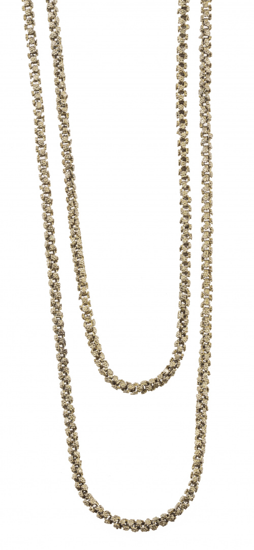 Cadena larga S. XVIII en plata vermeill realizada con eslab