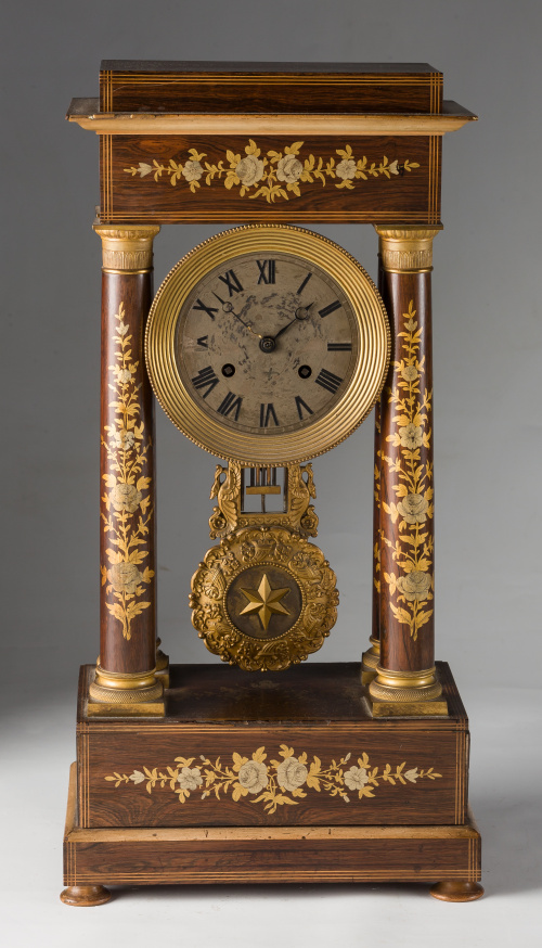 Reloj de sobremesa de “pórtico” Napoleón III en madera de p