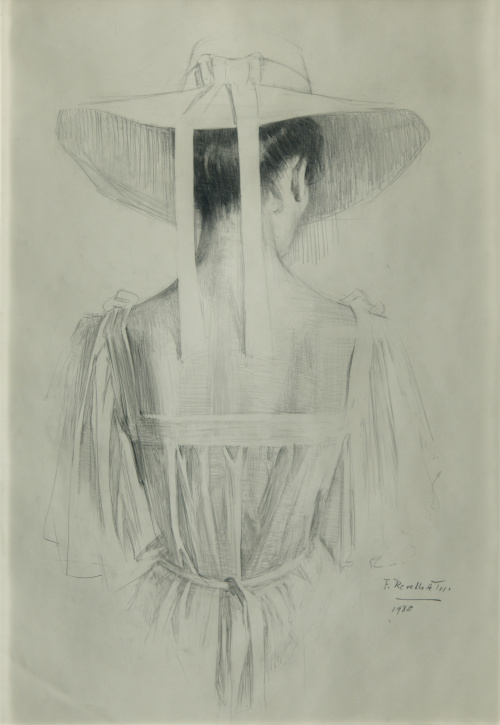 FÉLIX REVELLO DE TORO (Málaga, 1926)“Joven mujer con sombr