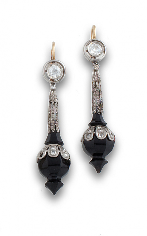 Pendientes Belle Epoque c.1910 con brillante de talla antig