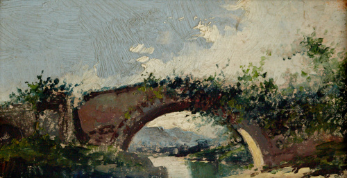 ESCUELA ESPAÑOLA, SIGLO XIXPaisaje con puente.