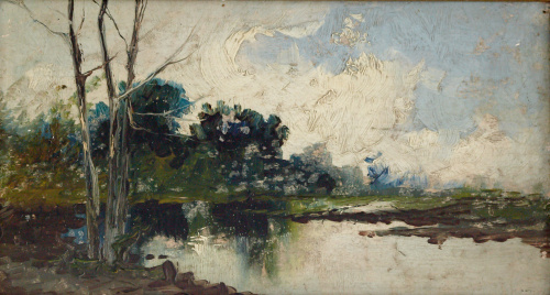 ESCUELA ESPAÑOLA, SIGLO XIXPaisaje con río.