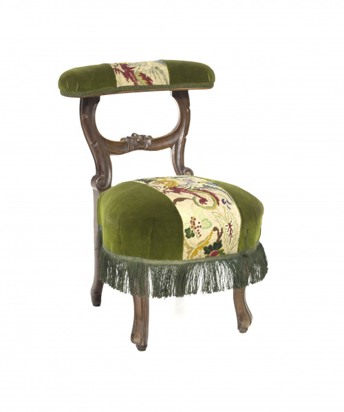 Butaca de fumador victoriana en madera de caoba con tapicer