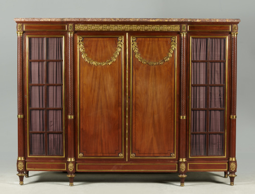Biblioteca estilo Luis XVI de madera de caoba y bronces apl