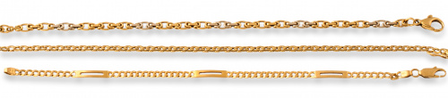 Conjunto de tres pulseras de cadena en oro de 18K con eslab