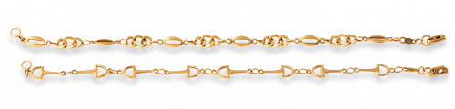 Conjunto de dos pulseras de cadena de oro de 18K.