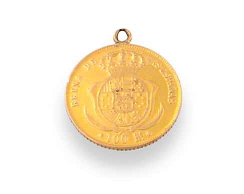 Moneda de 100 reales de Isabel II 1881. Con asa .