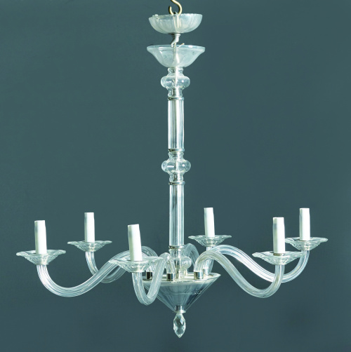 Lampara de techo de cristal transparente Mallorca?, S. XX.