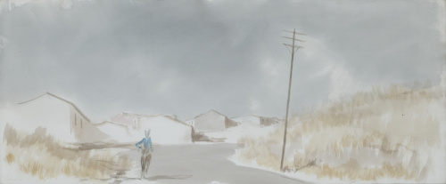 EDUARDO VICENTE (Madrid, 1909 -1968)Figura en un pueblo