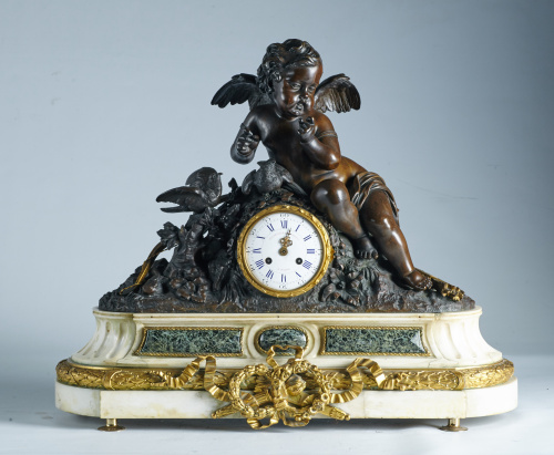 Daureville & Chameroy á Paris.Reloj de sobremesa de bronce