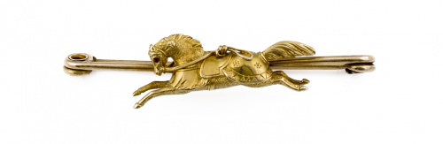 Broche alfiler de pp. S. XX con caballo en oro amarillo de 