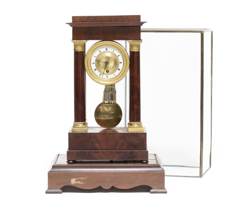 Reloj de pórtico Napoleón III en madera de caoba y palma de