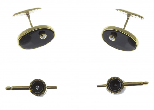 Conjunto de gemelos ovales y 2 botones circulares para frac